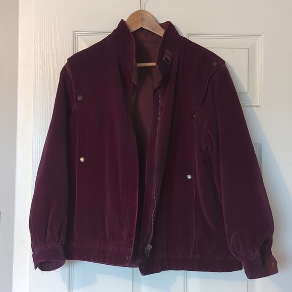 Main Streets Jackets & Blazers - Vintage Eggplant Coloured Corduroy Reversible Main Streets Coat Size 9/10